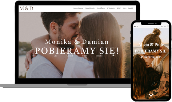 Telefon komórkowy ze stroną weselną Alicji i Piotra